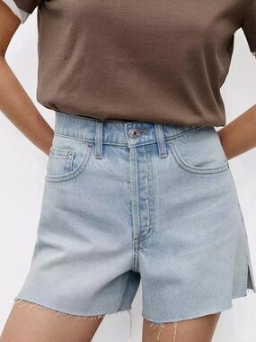 Mango High-Rise Cutoff Denim Shorts
